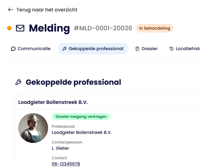 Deel het dossier met een technische professional
